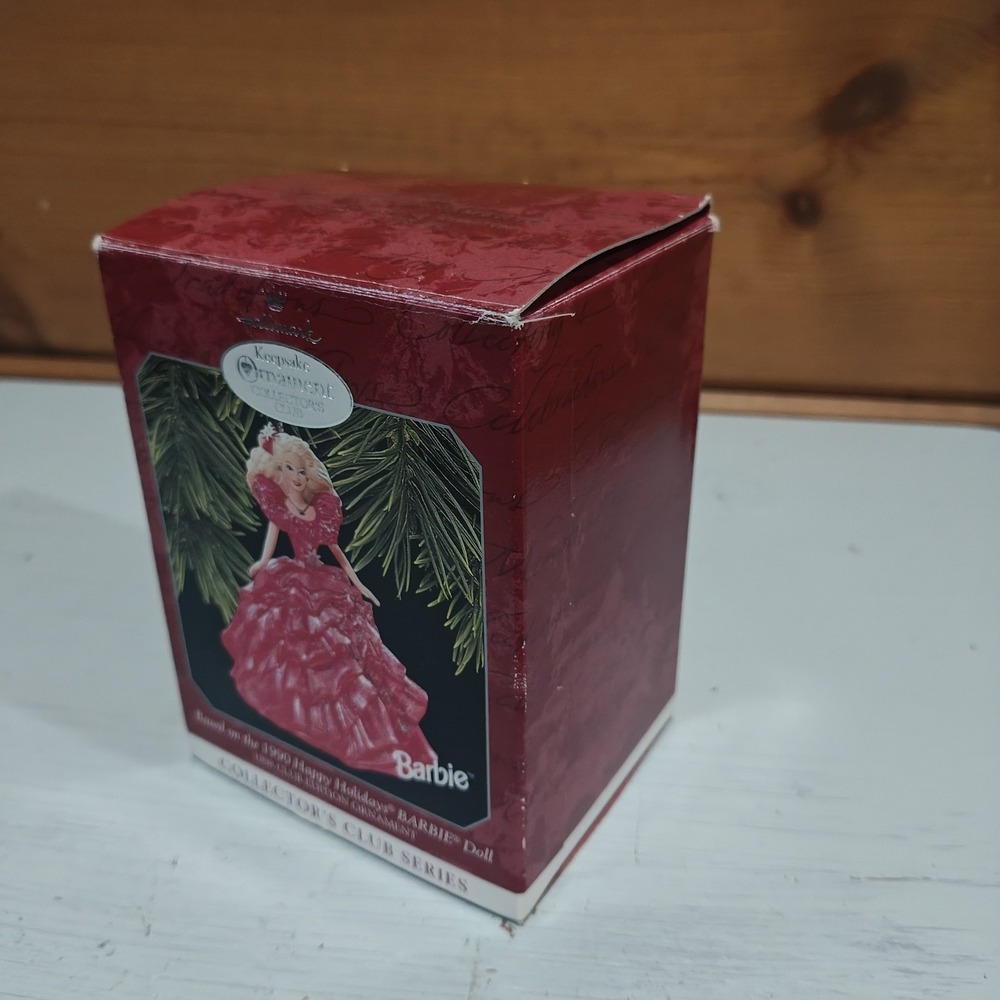 Hallmark Keepsake Barbie 1990 Happy Holidays Club Ornament 1998 -111-1-272 H2